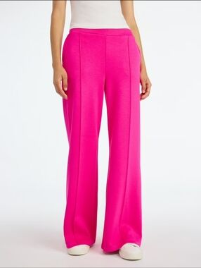 SCOOP Wide-Leg Scuba-knit Seamed Sweatpants